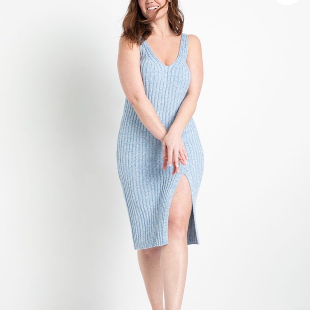 Light blue knit dress plus size